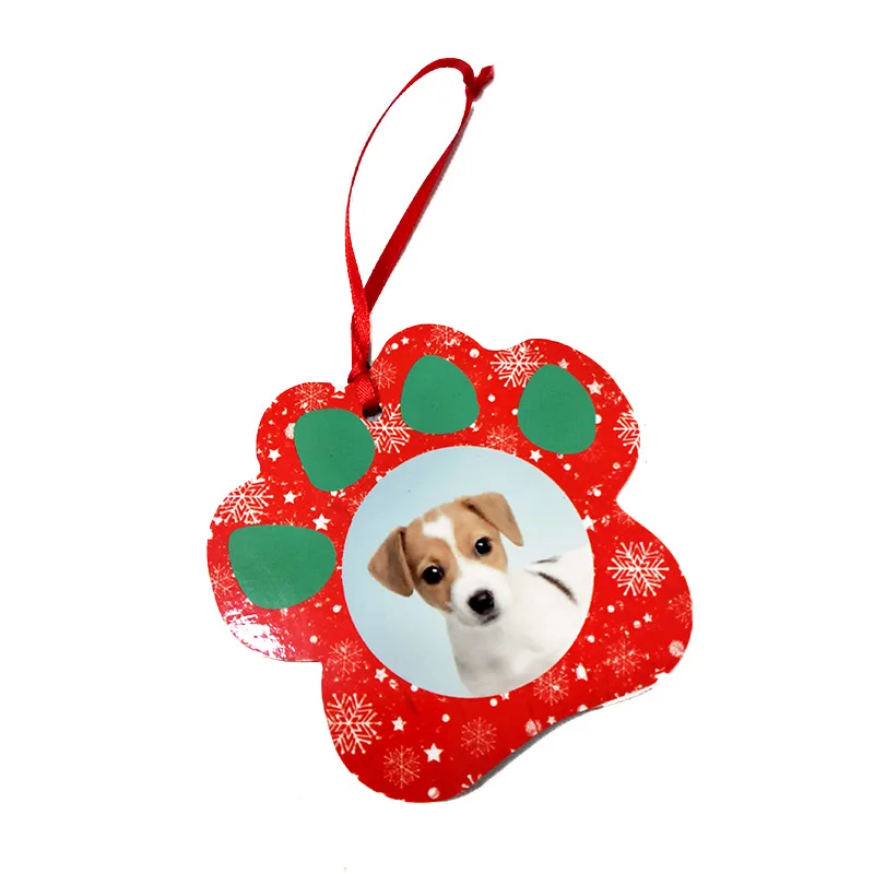 

30pcs sublimation blank heat transfer printing Christmas decoration pendant Dog paw shape MDF two-sided printing new DIY gifts