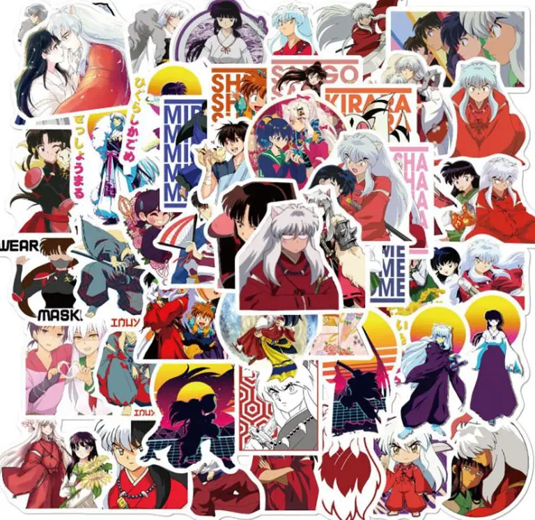 10/30/50/100 pçs dos desenhos animados anime inuyasha adesivos à prova dwaterproof água skate viagem mala telefone portátil bagagem adesivos bonito