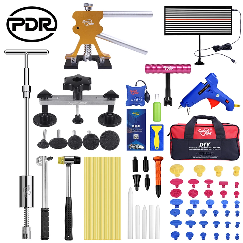 Super PDR Auto Body No Damage Original Paint Repair Kit DIY Dent Puller 220V Glue Gun Reverse Hammer Pen for Auto Repair
