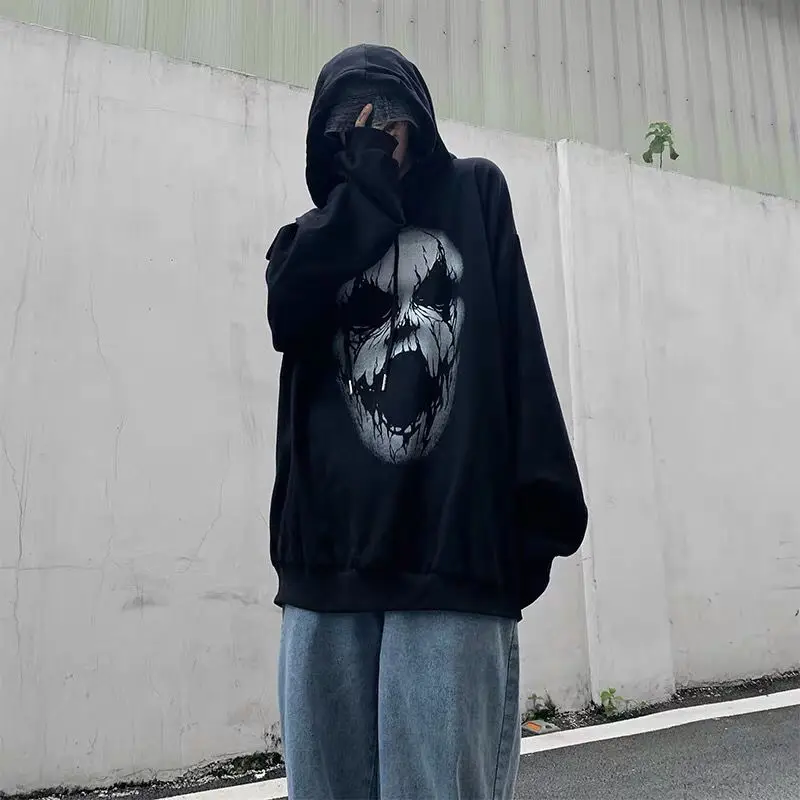 

Black Devil Tops Streetwear Funny Autumn Hoodie Male Harajuku Pullover Sweatshirts Korean Hoody Nice Oversized Punk Hoodie