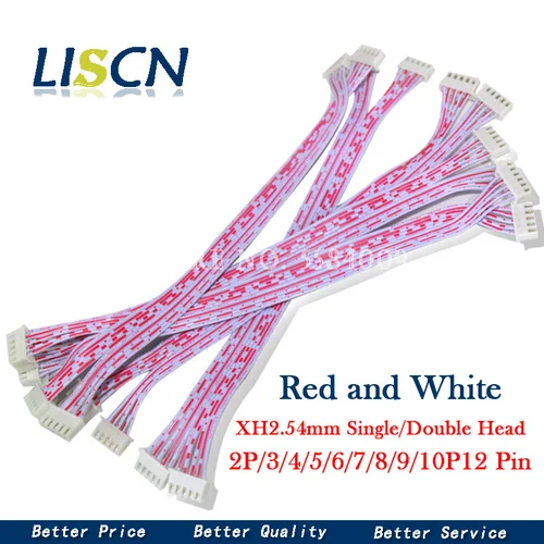 10 Uds JST XH2.54 XH 2,54mm conector de Cable de cabeza simple/doble 2P/3/4/5/6/7/8/9/10P12 Pin paso rojo azul macho hembra enchufe