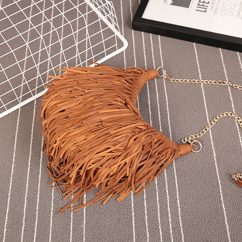 NIGEDU brand design Vintage women long Tassel bag Chain Crossbody Bags for Women Shoulder messenger bag Quality PU Handbags