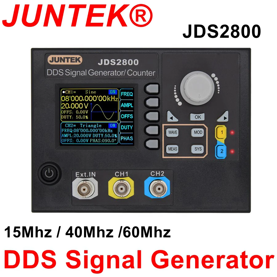 

JUNTEK JDS2800-40M 40MHz Signal Generator Digital Control Function DDS Dual-channel Frequency Meter Arbitrary Waveform Generator