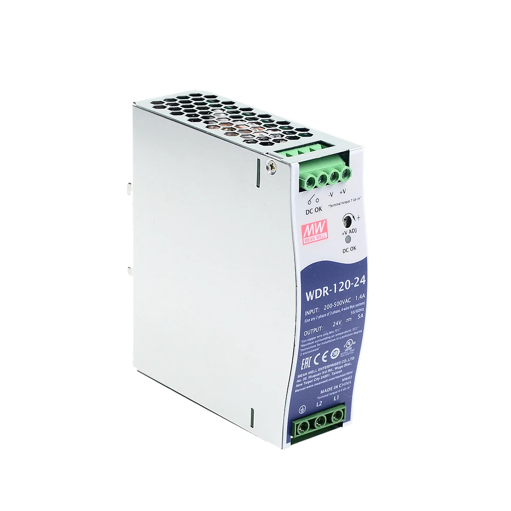 Mean Well WDR-120 series 180-550VAC Input voltage meanwell DC 12V 24V 48V 120W Single output Industrial DIN RAIL Power Supply