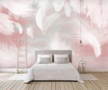 Benutzerdefinierte 3D Tapete Foto moderne abstrakte rosa Feder Kunst Wandmalerei 3D Wohnzimmer Schlafzimmer Tapete Home Dekoration Wandbild