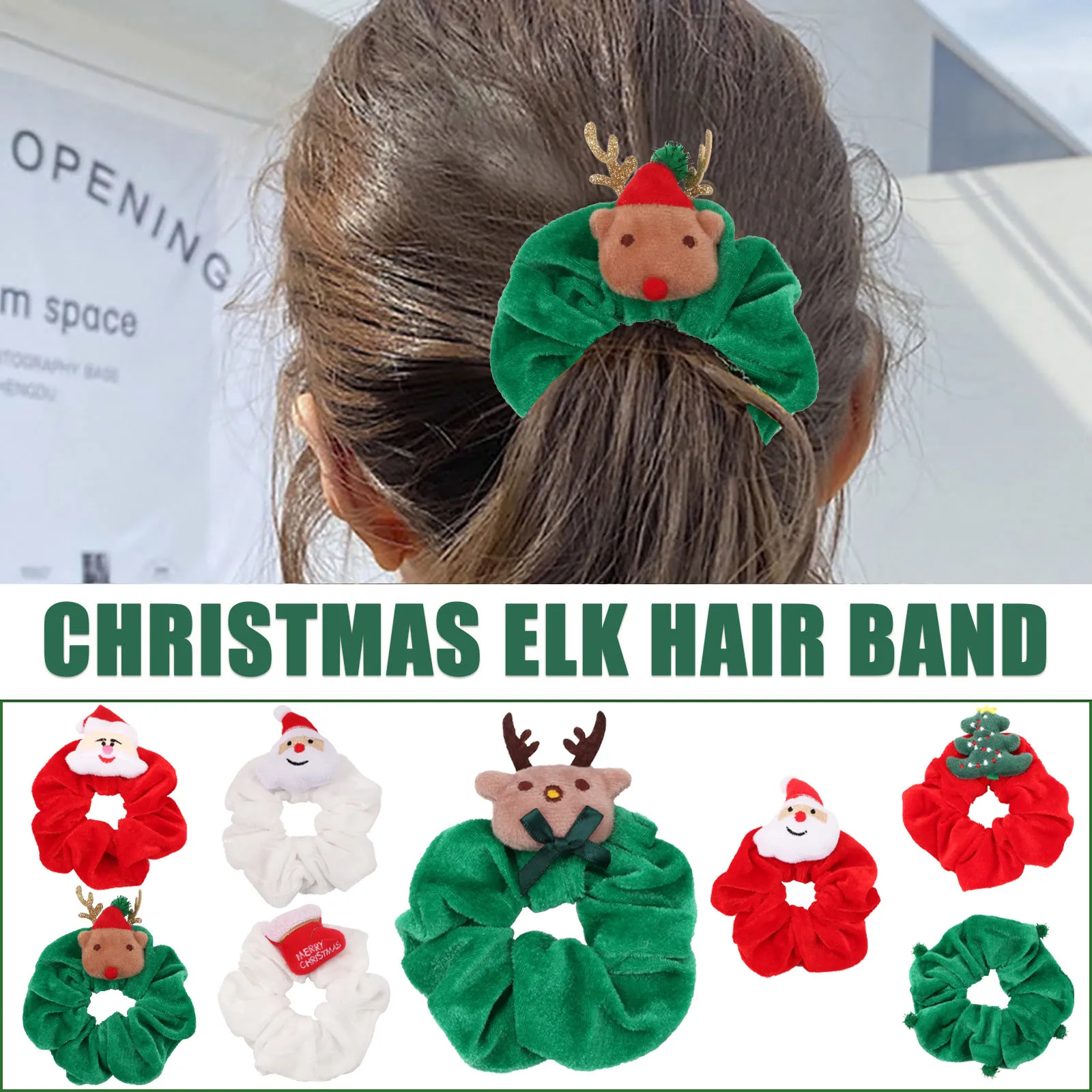 Christmas Hair Scrunchies Elastic Hair Bands For Girls Christmas Ponytail Holders Christmas Velvet Women Hair Accessories