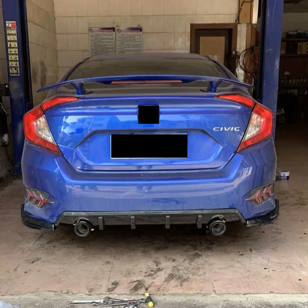 Rear Bumper Diffuser Lip Exhaust Pipe Splitter Cover Exterior Part Spoiler Deflector For Honda Civic 10th Gen 2016-2020 Sedan