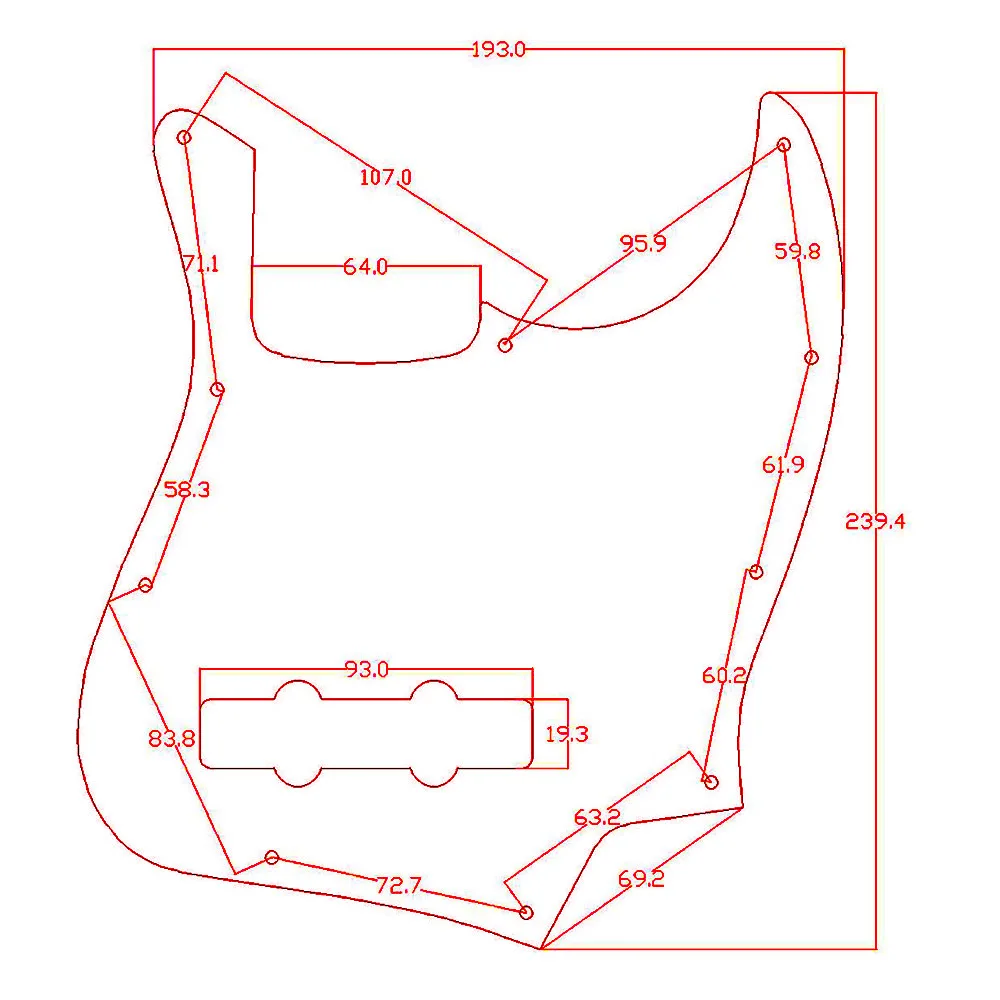 Ohello 10 Hole 4 String Jazz J Bass Pickguard  3D Printed Plastic Standard JB Pickguard with Screws Scrach Plate