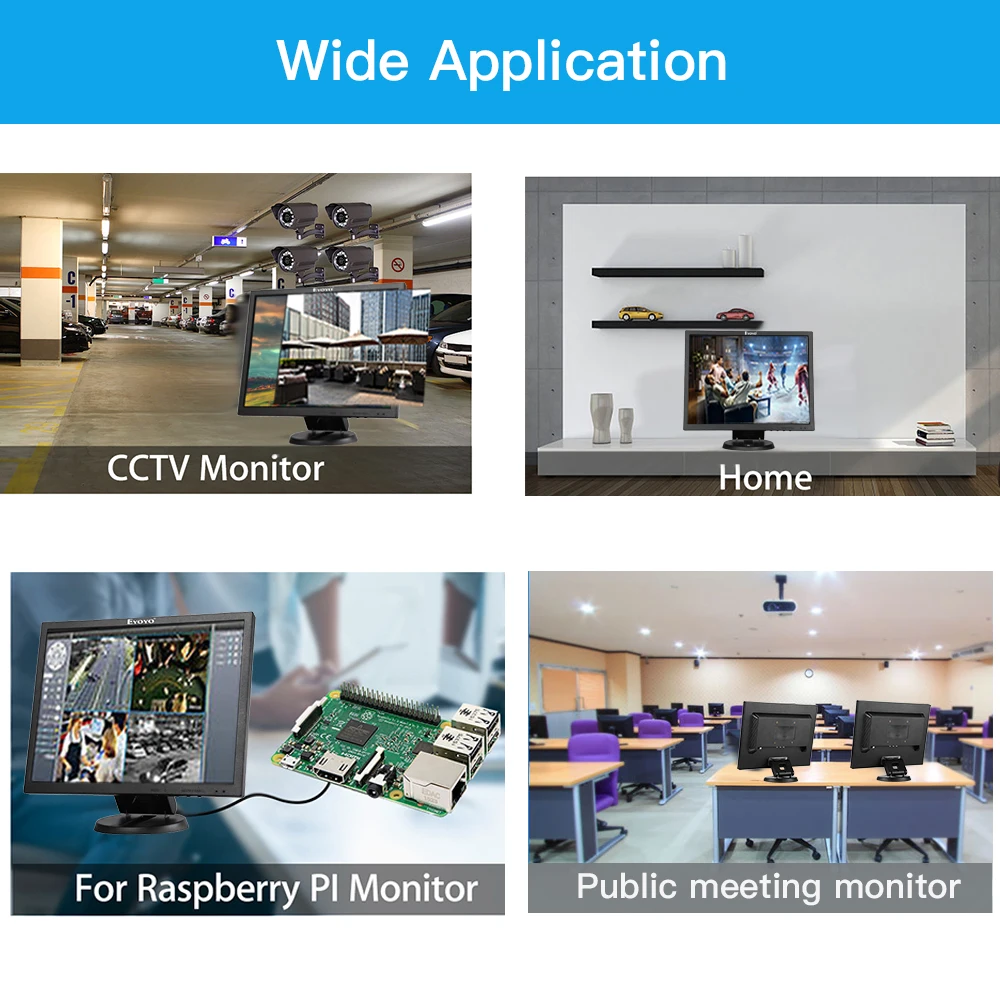 Imagem -05 - Eyoyo 14 Polegada Tft Lcd Tela 1024x768 Cctv tv Exibição do Computador para a Segurança pc com Bnc Hdmi Vga av Entrada Raspberry pi Monitor