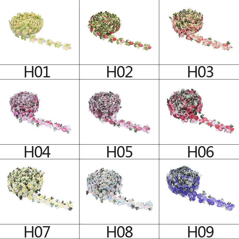 Haft w kwiaty koronkowa wstążka wykończeniowa DIY Handmade tkanina ślubna koronki rękodzieło ślubne szyć akcesoria do sukni 2 metrów