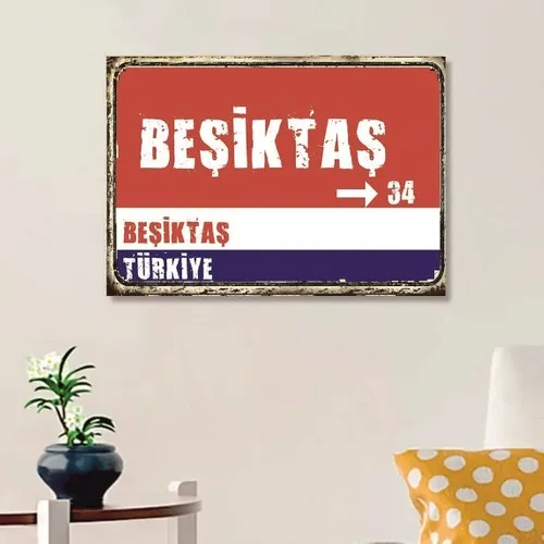 Besiktas Sign Wood Retro Poster Wall Decoration Living Room Decor Self Adhesive Decorative Motifs for Wall Ornaments