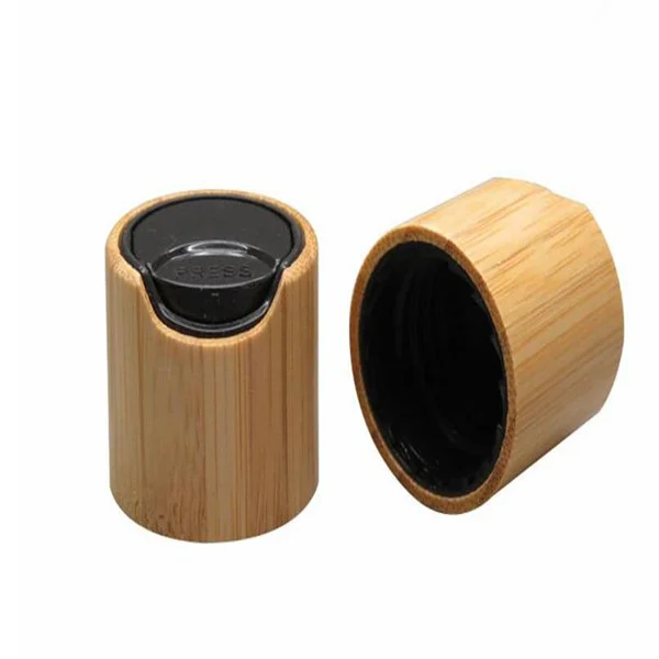 24/410 Bamboo Wooden Press Cap, DIY Cosmetic Black Lotion Lid, Bamboo Makeup Tools, 24mm Bamboo Cosmetic Cream Cover