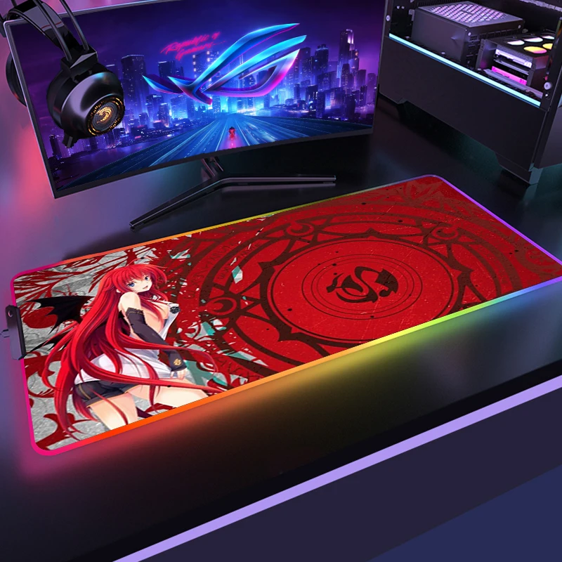 

Anime High School DXD Mouse Pad RGB Anime Keyboard LED Carpet Gloway Mesa with USB Backlight Game Room Accessories Pad PC XXL