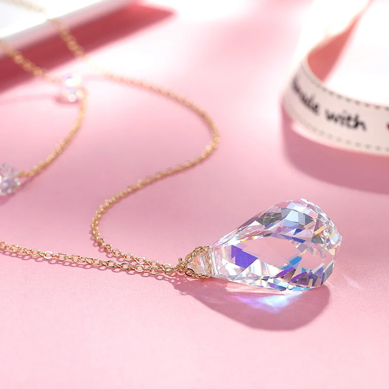 New Helix Pendant Necklace Gold Silver Color Colorful Beads Crystals from Austria For Women Wedding DIY Jewelry Chain Collar