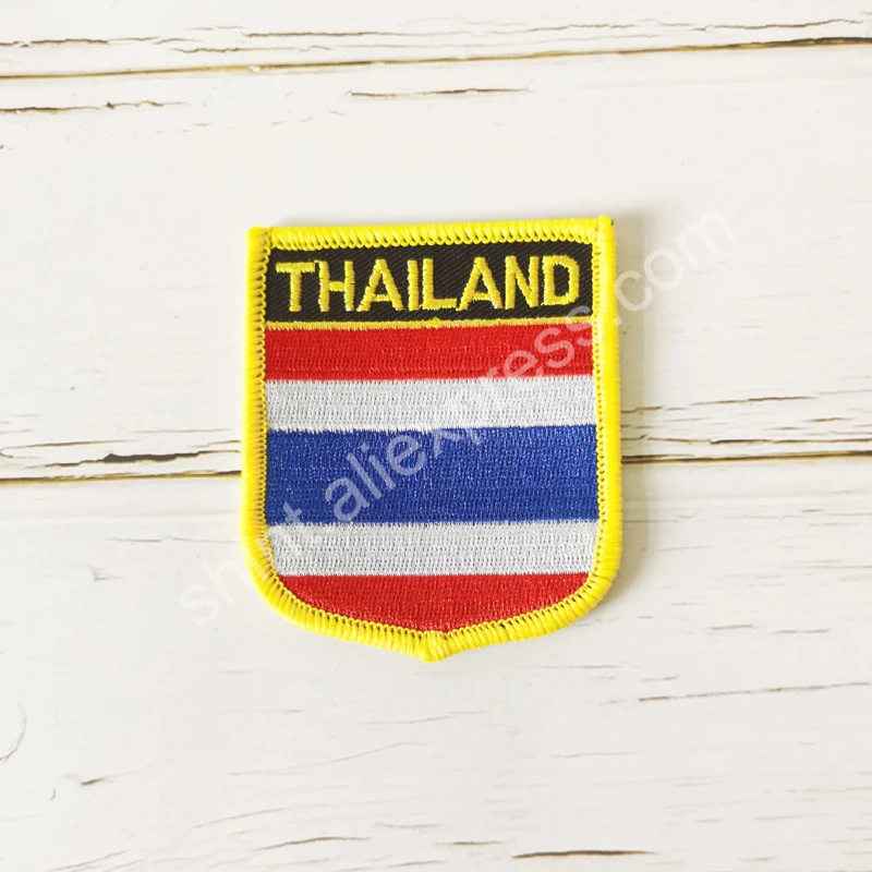 Thailand National Flag Embroidery Patches Badge Shield And Square Shape Pin One Set On The Cloth Armband Backpack Decoration
