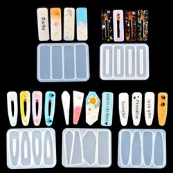 Handmade Barrettes Silicone Epoxy Resin Molds DIY Hair Pin Acrylic Mold Alligator Hair Clip Molds Jewelry Handmade Making Tools