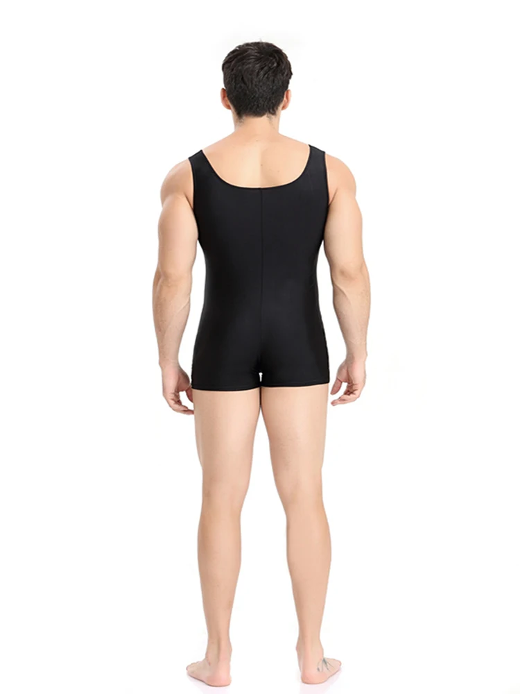 Speerise Mens Tank Shorty Unitard Dancewear Leotard Mens Biketard Ballet Dance Leotard Male Flesh Colored Spandex Unitard