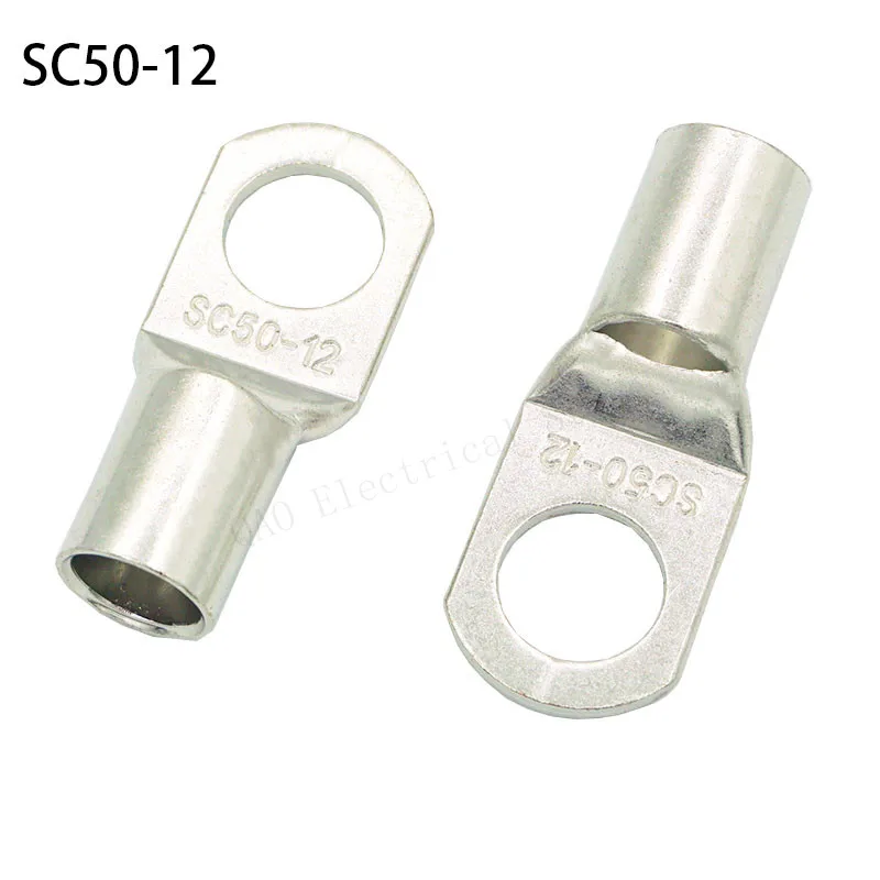 10PCS/5PCS SC50-6 50-8 50-10 50-12 Copper Cable Lug Kit Bolt Hole Tinned Cable lugs Battery Terminals copper nose Wire connector