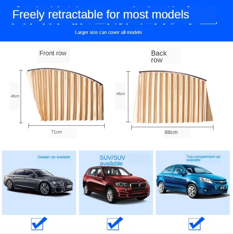 Car Window Sunshade Curtain Universal Side Window Sun Shade Cover Magnetic Car Covers Summer UV Protection For Baby Children