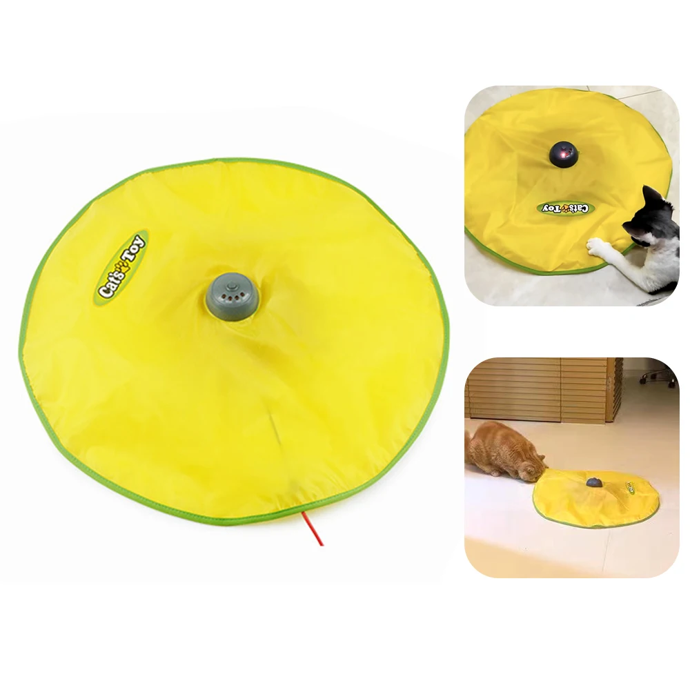 4 Speeds Electric Cat Toy Plate Interactive Pet Toy For Cat Kitty Automatic Motion Undercover Mouse Fabric Moving Feather