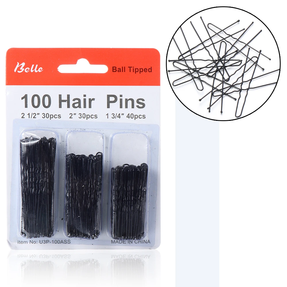 

100PCS Black Waved U-Shaped Hairpins Durable Metal Hair Clips One Word Hairpin Bobby Pin DIY Hair Tool Salon Styling Accessories