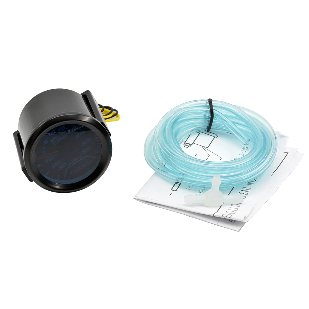 Dragon 52mm Universal Auto Car Turbo Boost Gauge Fit For -30~35 Psi Turbine Pressure Detection In.hg Meter