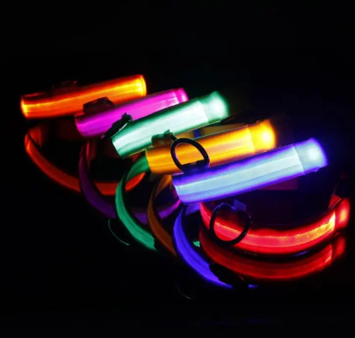 LED Nylon Pet Dog Collar Night Safety LED Light Small Dog Pet Leash Dog Collar Flashing Safety Collar LX1008