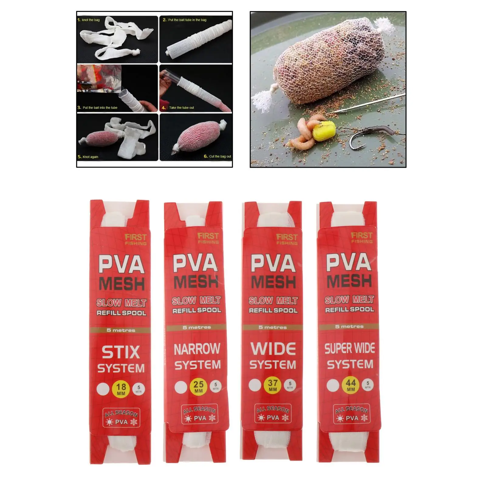 Slowly Dissolve 5M PVA Fishing Mesh Soluble Narrow Fishing Network Water Soluble Mesh Refill Stocking Bait Bag Protect Fish Net