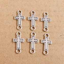 30pcs 11*23mm Cross Charms Bulk for Jewelry Making Antique Silver Color Charms for Necklaces Bracelets Connector Findings