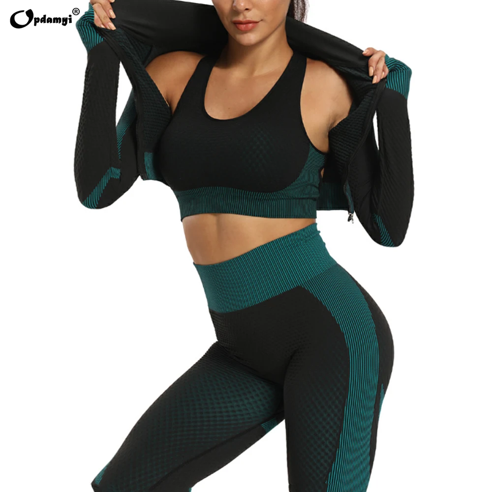 

Yoga Sets Women Gym Clothes Plus Size Sportwear Fitnes Running High Waist Leggings Suit Women Seamless Long Sleeve Yoga Top Set