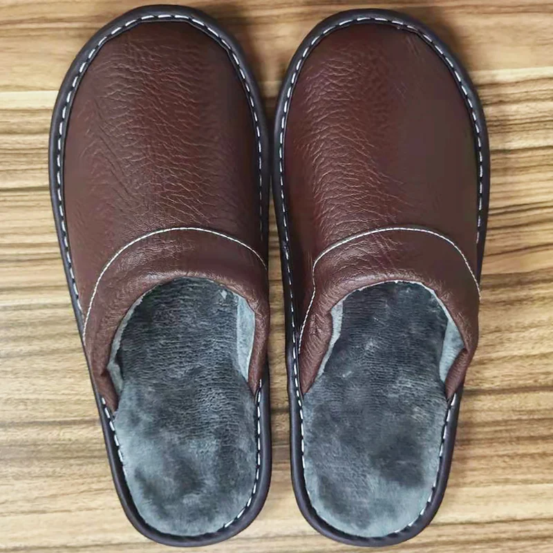 Prägnante Plüsch pantoffeln Herren Flip-Flops Pelz Panto letten verstopft Winter Indoor Slides Männer pelzigen Hausschuhe männlich warm pu Leder