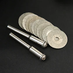 Discos abrasivos de corte de diamante, brocas de corte de hoja de sierra para herramienta rotativa Dremel con mandril de 2 piezas y 3mm, 16mm, 10 piezas