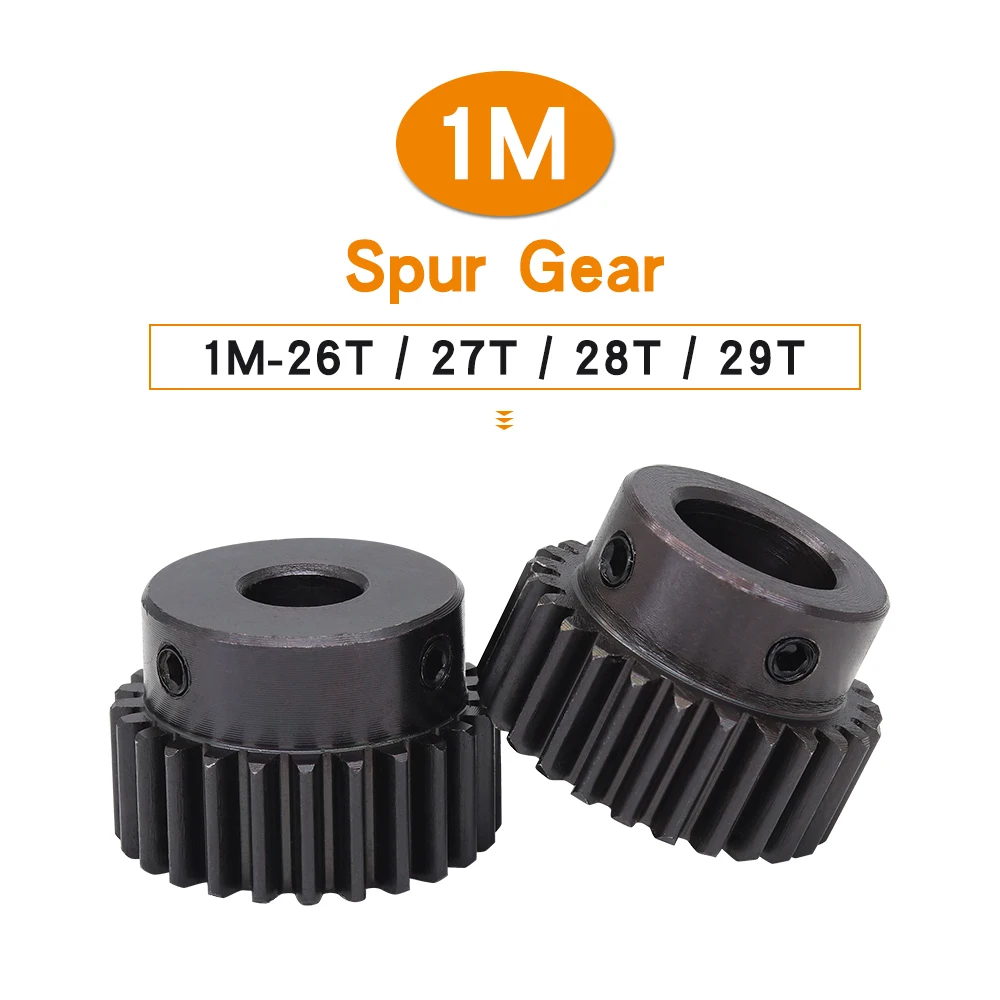 

1 Piece Module 1 Motor Gear 1M-26T/27T/28T/29T SC45#Carbon Steel Material Blackening Spur Gear Bore Size 6/8/10/12/14 mm