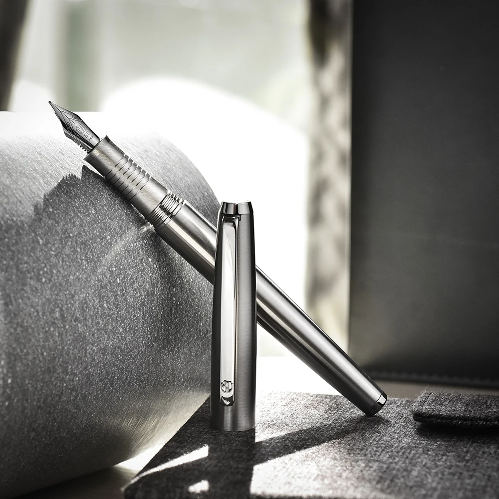 517S Hongdian Füllfederhalter aus Metall, Edelstahl, Silber, EF/F/gebogene Spitze, ausgezeichnetes Schreiben, Geschenk, Tintenstift für Business, Büro und Zuhause – Detail 1