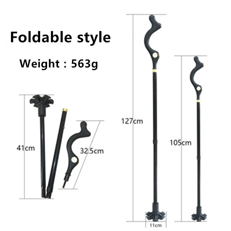 Elderly Walking Stick Telescopic Folding Canes Crutch Folding Hiking Walk Mens Lightweight Cane Hiking Poles Crutches