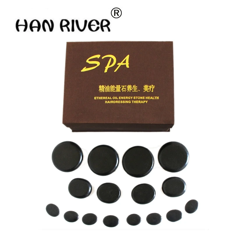 

16pcs/set lava Natural Energy massage stone set hot spa rock basalt stone 16pcs with heater bag Body massager