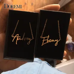 DOREMI Stainless Steel Baby Jewelry Personalized Name Necklace Pendant Choker Girls Kids Children Customized Necklace Date Boy