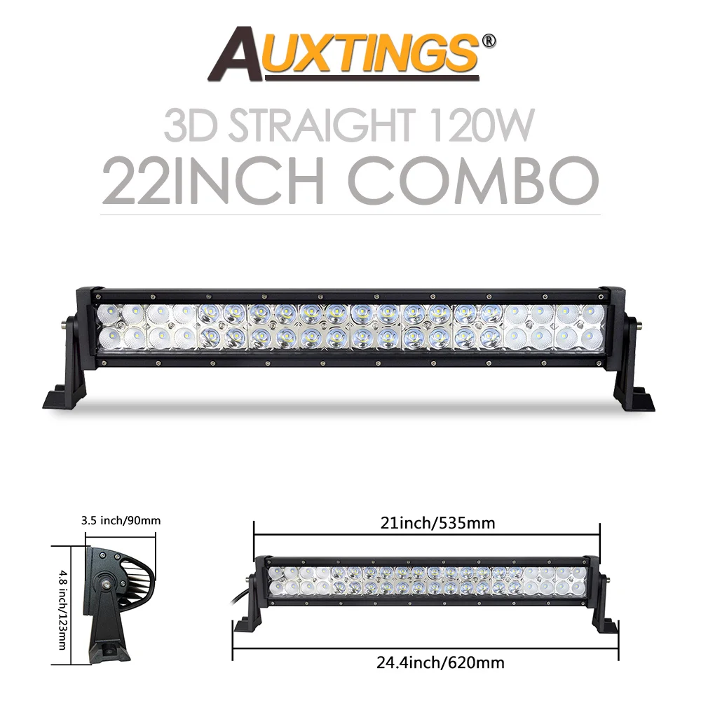 Auxtings 22 32 42 52 ''in Gebogen/Rechte Led-lichtbalk COMBO Led-werklampbalk Rijden Offroad Auto Vrachtwagen 4x4 SUV ATV 12V 24V