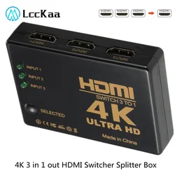 4K 2K 3x1 HDMI Cable Splitter HD 1080P Video Switcher Adapter 3 Input 1 Output Port HDMI Hub for Xbox PS4 DVD HDTV PC Laptop TV