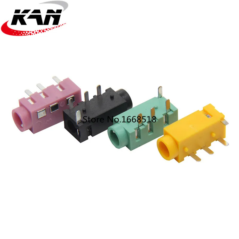 10PCS 3.5mm Female Audio Connector 4 Pin DIP Headphone Jack Socket PJ-320A Audio Interface Audio Jack Black