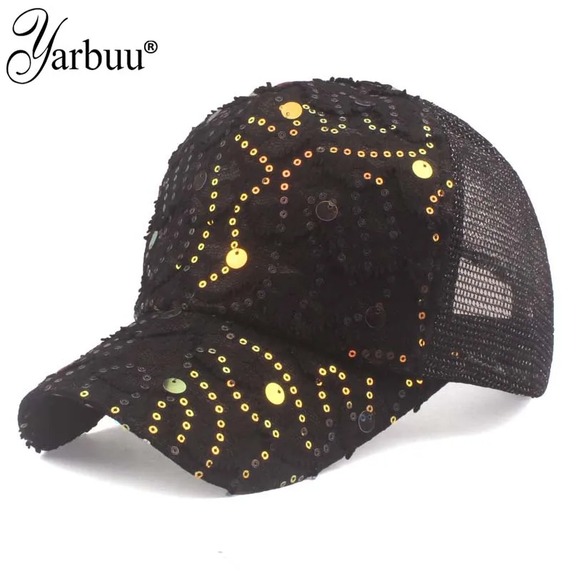 [YARBUU] Sequin Baseball Cap Sunshade Net Cap For Outdoor Activity Light Panel Baseball Hat Sunshade Sunscreen Peaked Cap