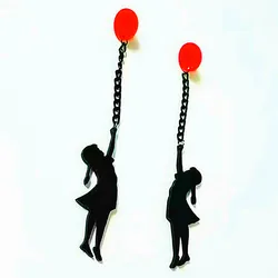 New Trendy Girl With Balloon Acrylic Long Drop Earrings For Women Girls Lovely Dangle Earrings Pendientes Jewelry Party Gifts