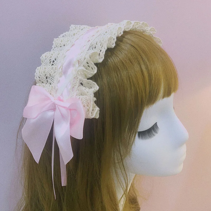 Frauen Spitze Bogen Knoten Stirnband Hairband Lolita Maid Cosplay Partei Haar Hoop Headwear Lolita Haar Zubehör