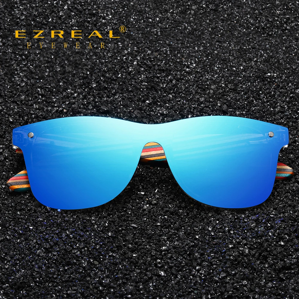 EZREAL Handmade Sunglasses Men Polarized Colorful Wooden Eyewear Women Mirror Fashion Sunglasses Oculos de sol masculino UV400