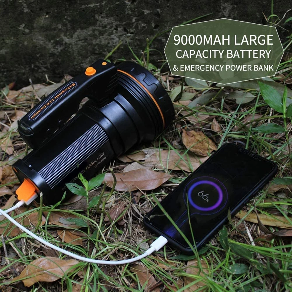 120W Powerful LED Portable Spotlights Rechargeable LED Torch Camping Lantern Waterproof Outdoor Search Flashlight For Bike Hike