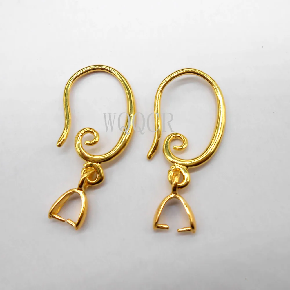 100PCS 18K Gold Smooth  Irregular Circle Surface  Women's Ear Hook Earrings Blank Base DIY Jewelry Making Result Accessory