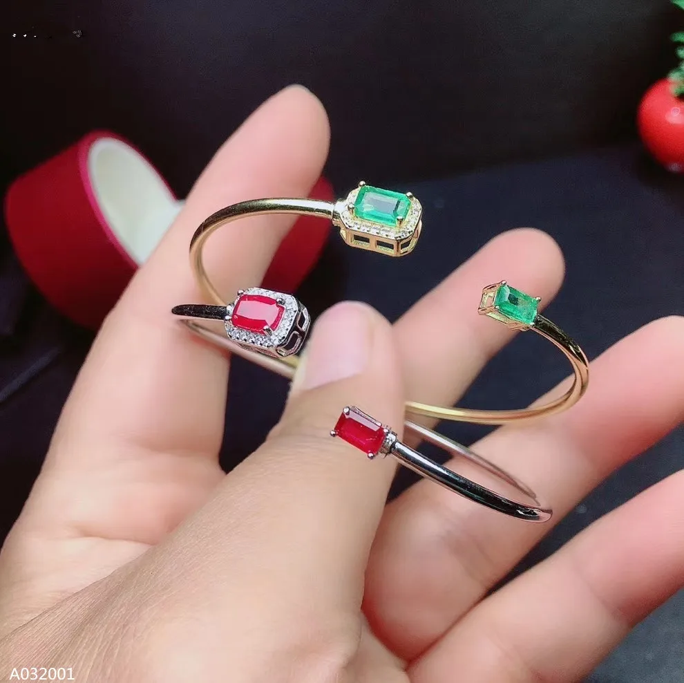 

KJJEAXCMY Boutique jewelry 925 sterling silver natural emerald ruby inlaid women's bracelet girlfriend a birthday party gift