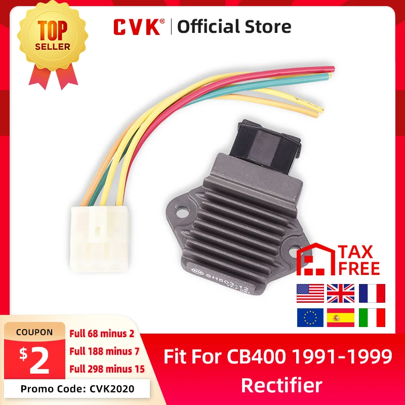 CVK ładowarka Regulator napięcia prostownika z wtyczką dla HONDA CBR250 NSR250 CB-1 CB400 CBR600 F2 F3 1991-1999 CB500 VFR750 CBR900