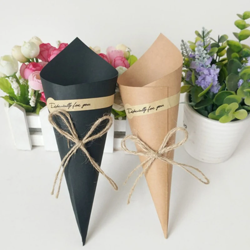 50PCS Wedding Confetti Retro Kraft Paper Petals Candy Placed Natural Confetti Cones For Wedding Party Birthday Party Decoration