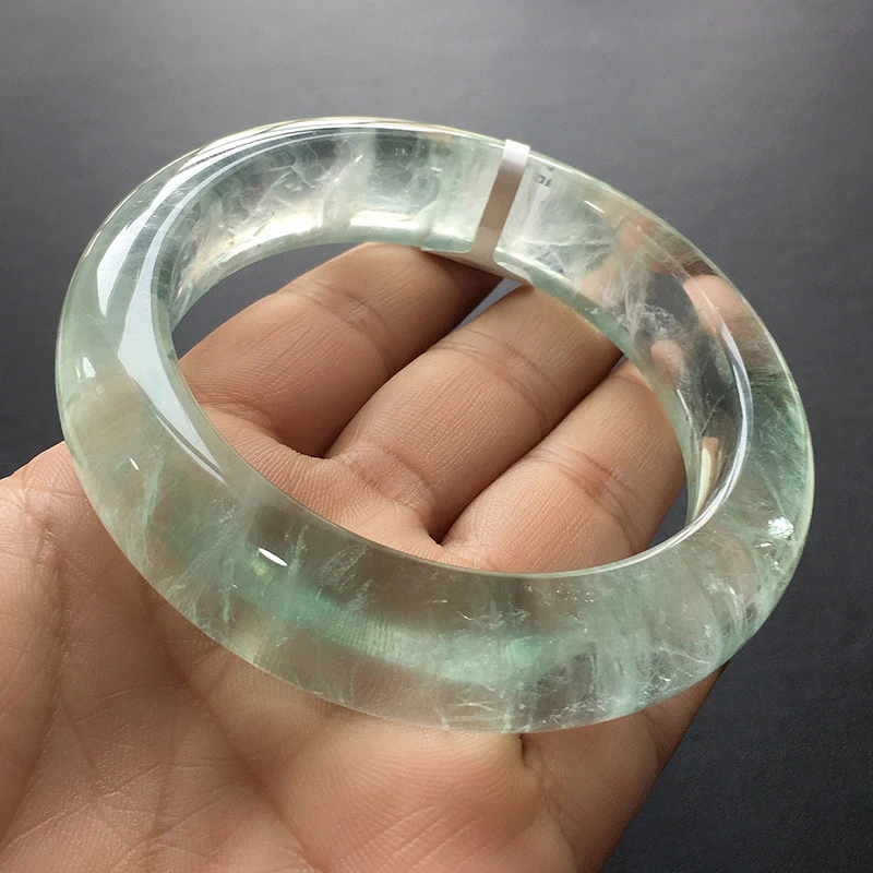 Fresh Jelly Green Natural Fluorite Crystal Bangle for Girl Women Gift Lucky Crystal Bracelets Fashion Bangles Jewelry JoursNeige